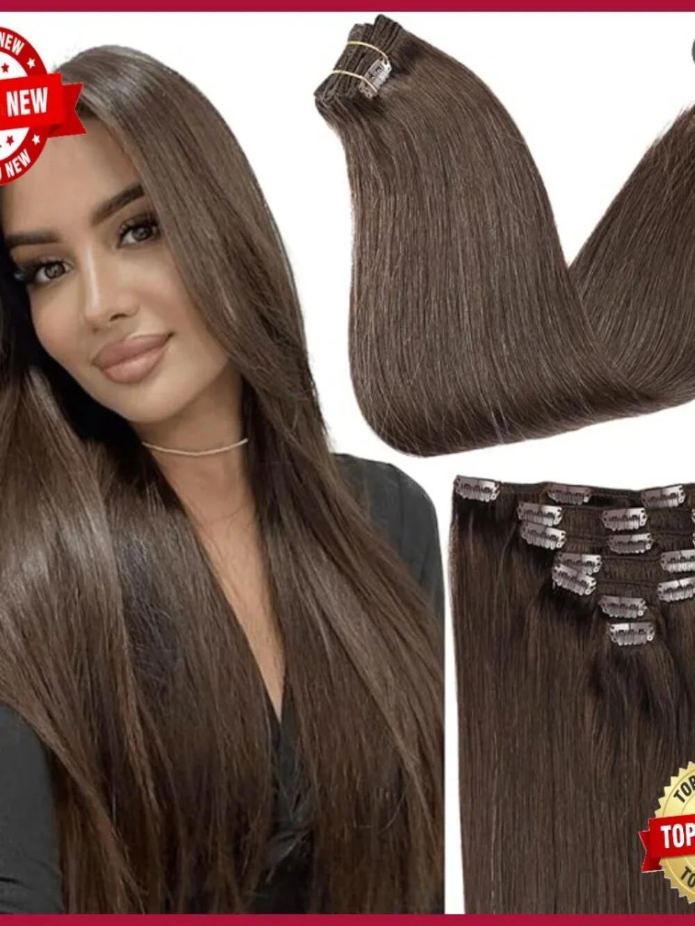 Clip-in Human Hair Extensions 20 Inches 120g 16 Clips Full Head